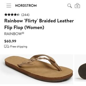 Rainbow 'Flirty' Braided Leather Flip Flop (Women) Sierra Brown Ladies Large